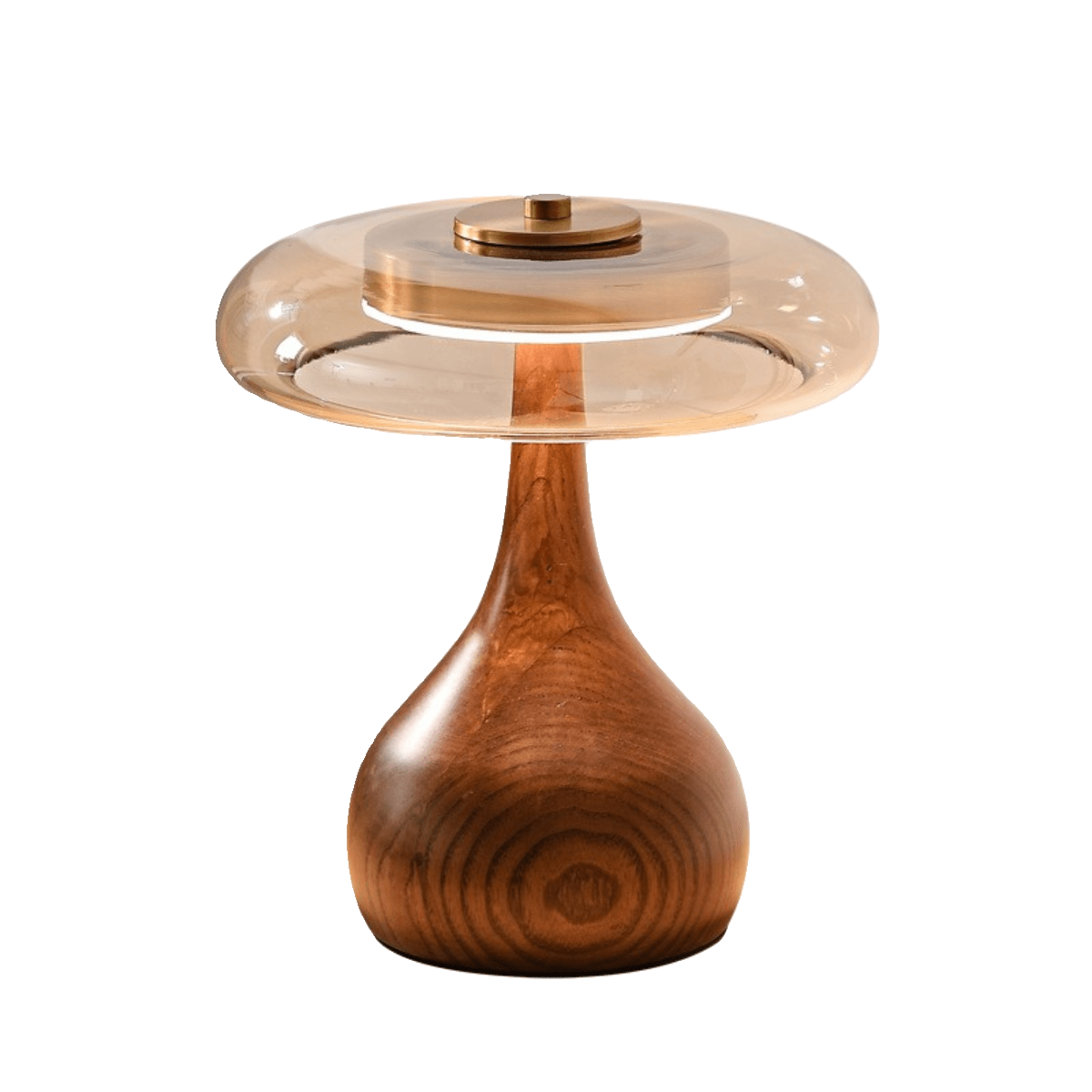 Lámpara de escritorio LED con pantalla de vidrio ámbar y base de madera natural para oficina en casa, dormitorio y mesa de noche | Temperatura de color ajustable 3000K-6000K | Thomler
