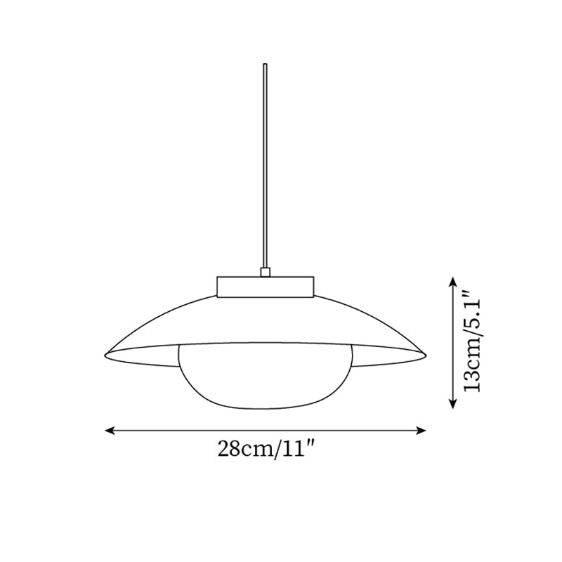 Saucer Shade Ceiling Pendant with Wood Rim for Kitchens & Dining Areas | Modern 11-Inch Hanging Fixture with Built-In LED, Warm 3000K Glow | Thomler