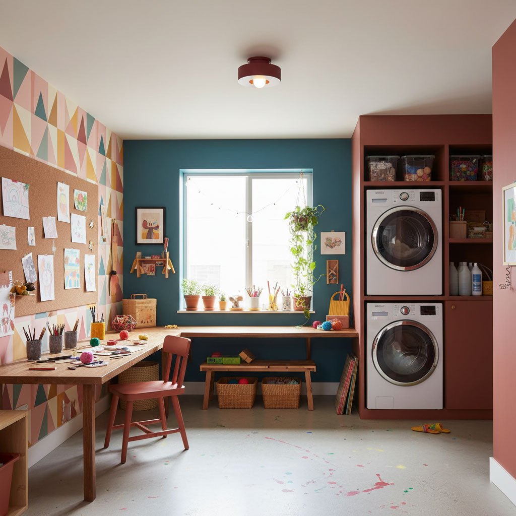 Lámpara de techo escultural de 12 pulgadas, diseño geométrico de polímero, casquillo E26 E27 para dormitorio, sala de estar y cocina en rojo, verde y negro | Thomler