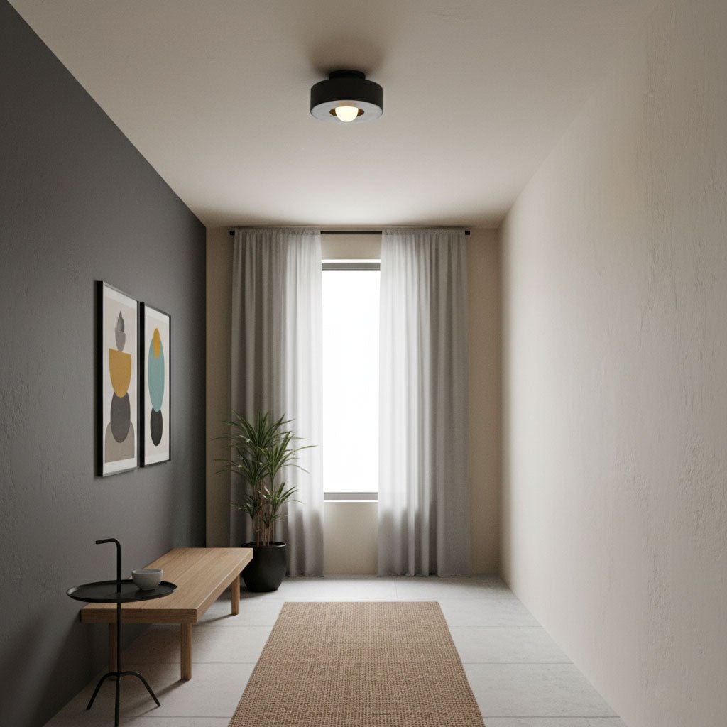 Lámpara de techo escultural de 12 pulgadas, diseño geométrico de polímero, casquillo E26 E27 para dormitorio, sala de estar y cocina en rojo, verde y negro | Thomler
