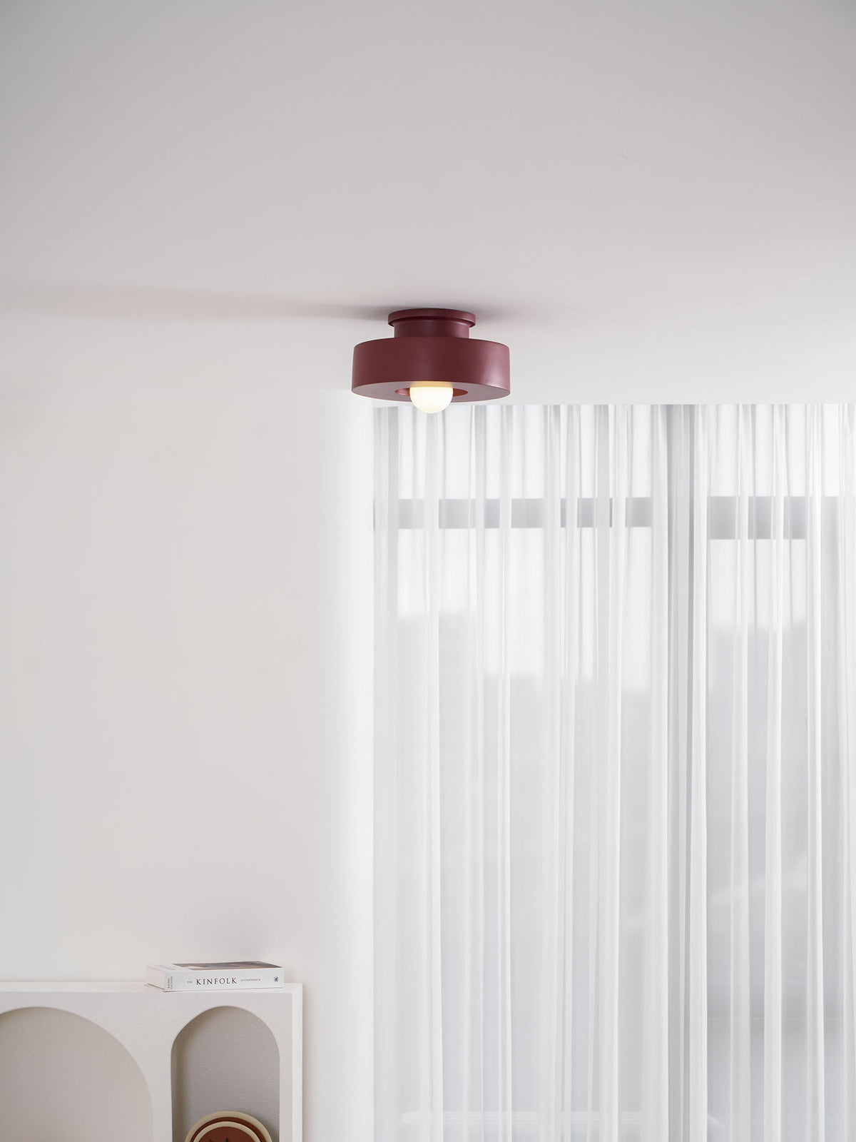 Lámpara de techo escultural de 12 pulgadas, diseño geométrico de polímero, casquillo E26 E27 para dormitorio, sala de estar y cocina en rojo, verde y negro | Thomler