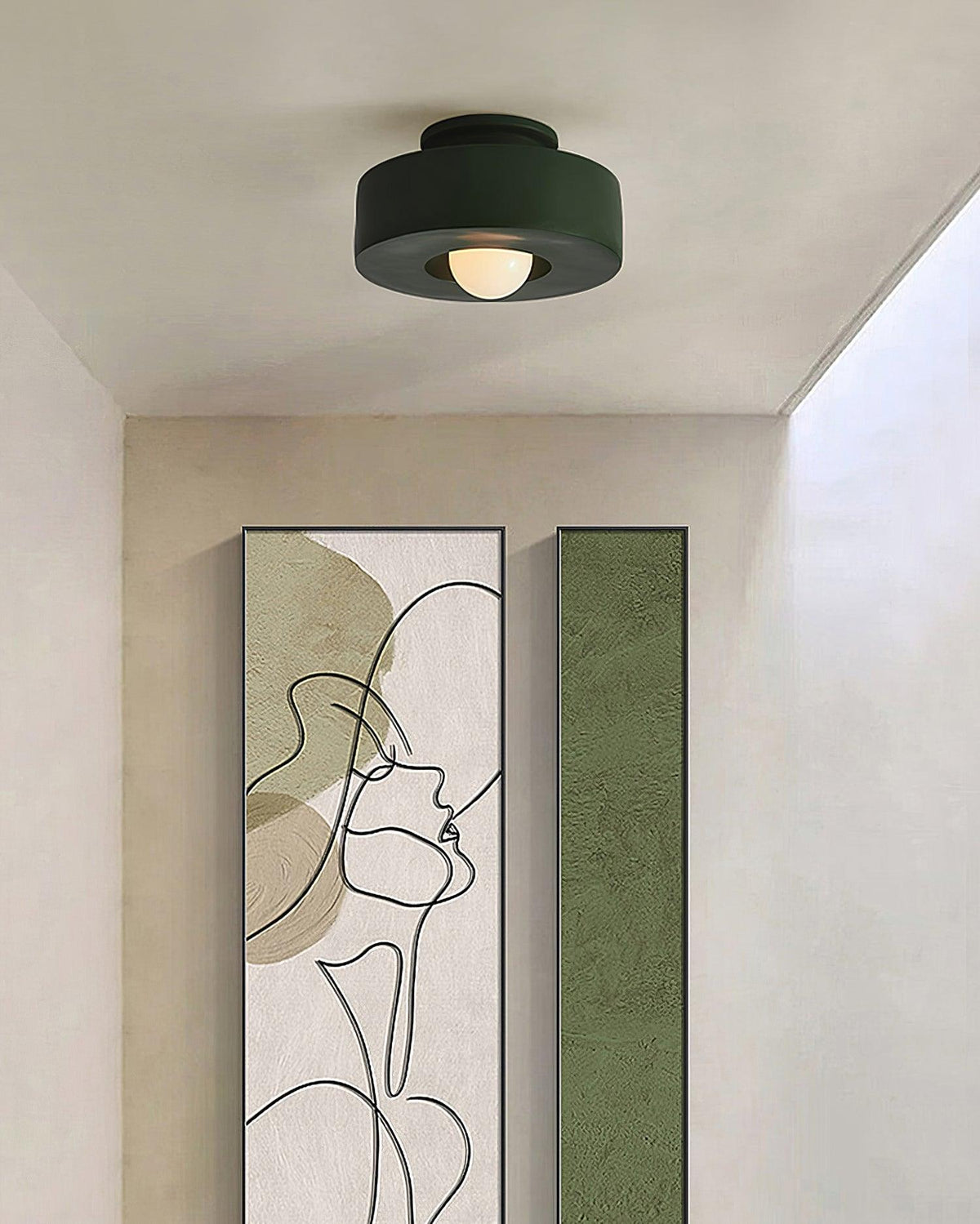 Lámpara de techo escultural de 12 pulgadas, diseño geométrico de polímero, casquillo E26 E27 para dormitorio, sala de estar y cocina en rojo, verde y negro | Thomler