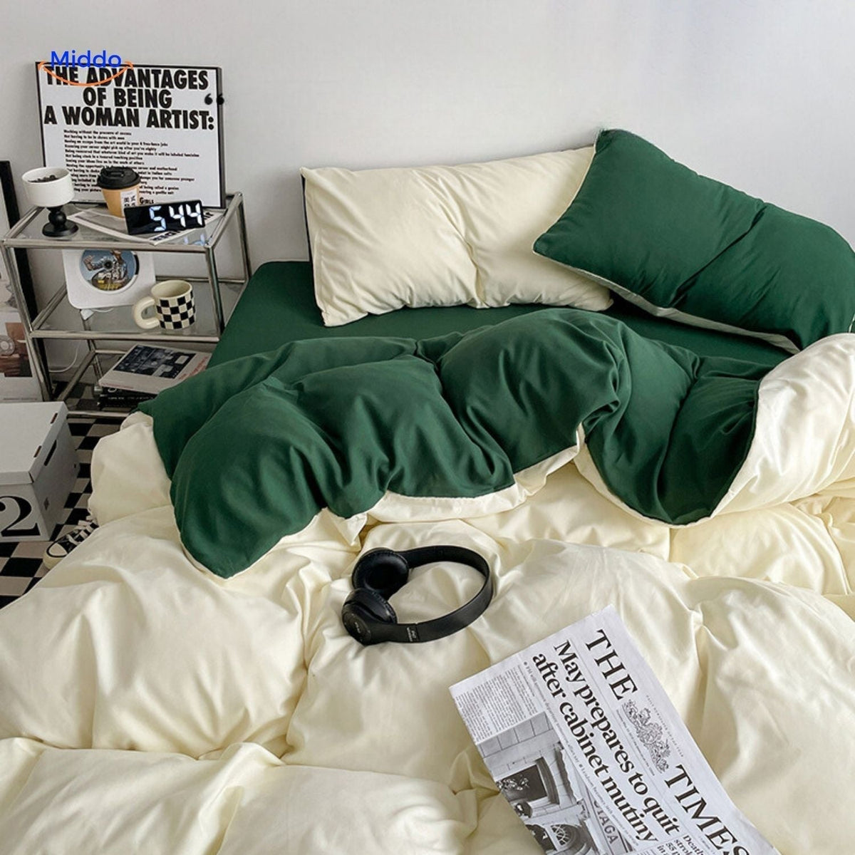 Premium Washed Cotton Dorm Bedding Set – Breathable, Ultra-Soft & All-Season Comfort for Twin & Full Beds