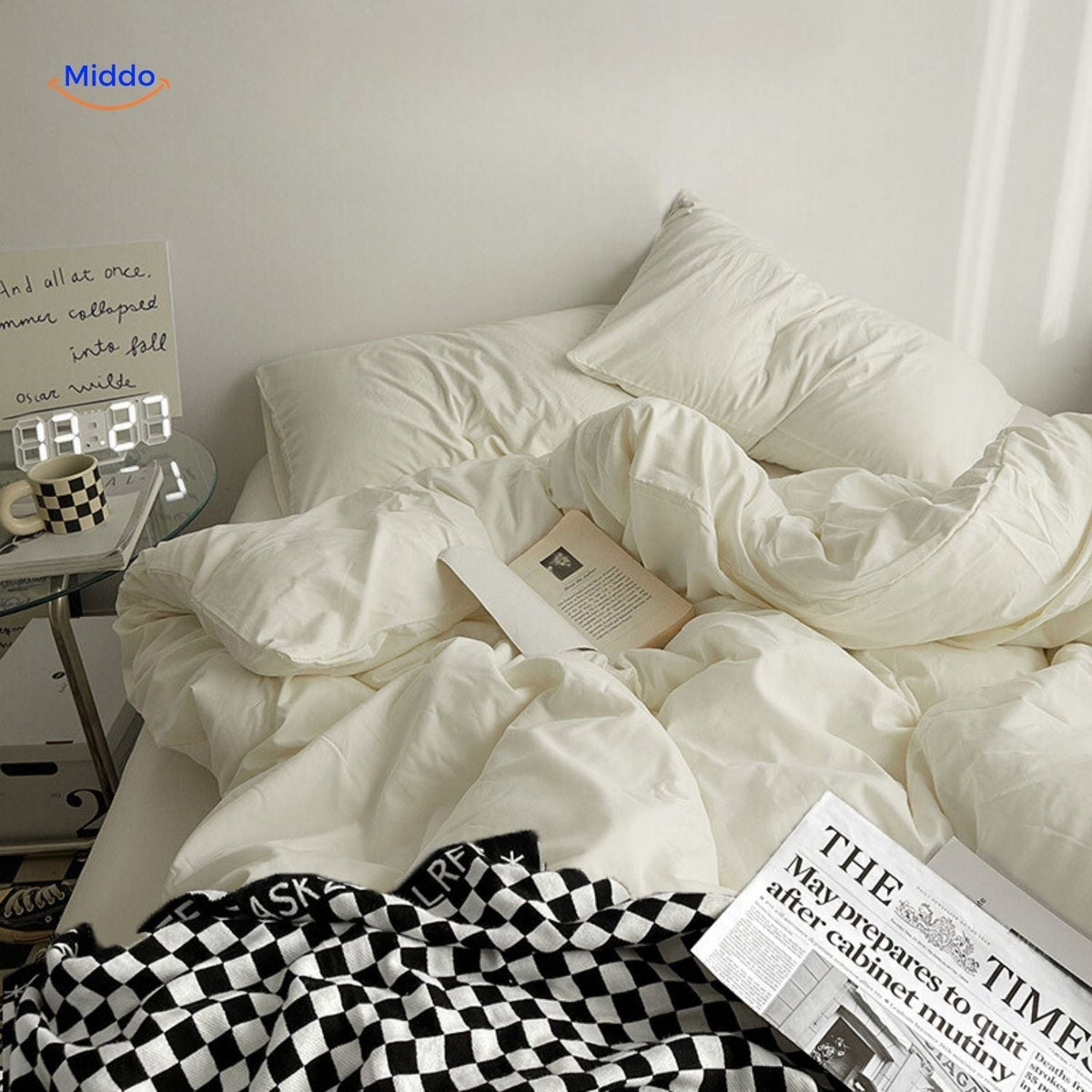 Premium Washed Cotton Dorm Bedding Set – Breathable, Ultra-Soft & All-Season Comfort for Twin & Full Beds