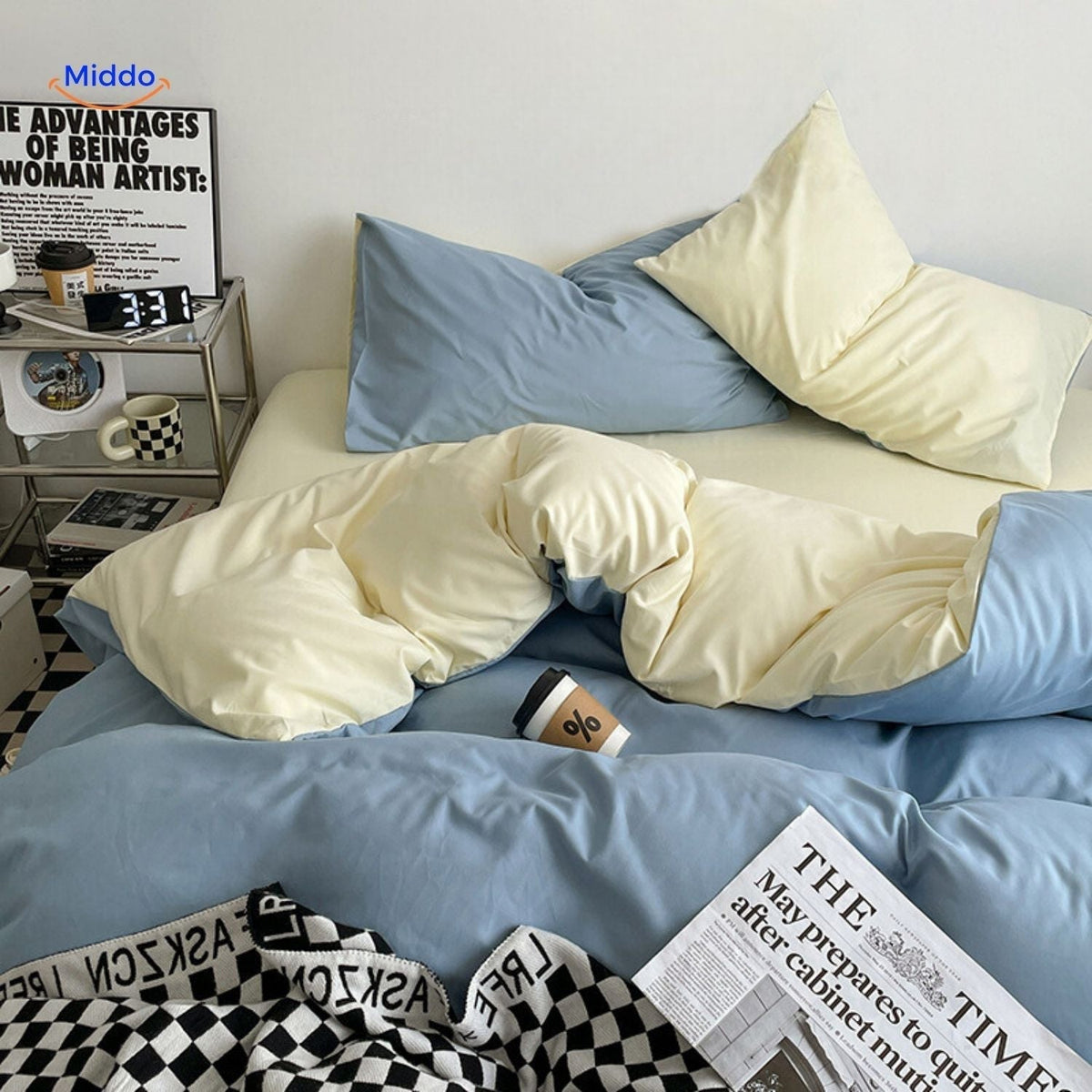 Premium Washed Cotton Dorm Bedding Set – Breathable, Ultra-Soft & All-Season Comfort for Twin & Full Beds