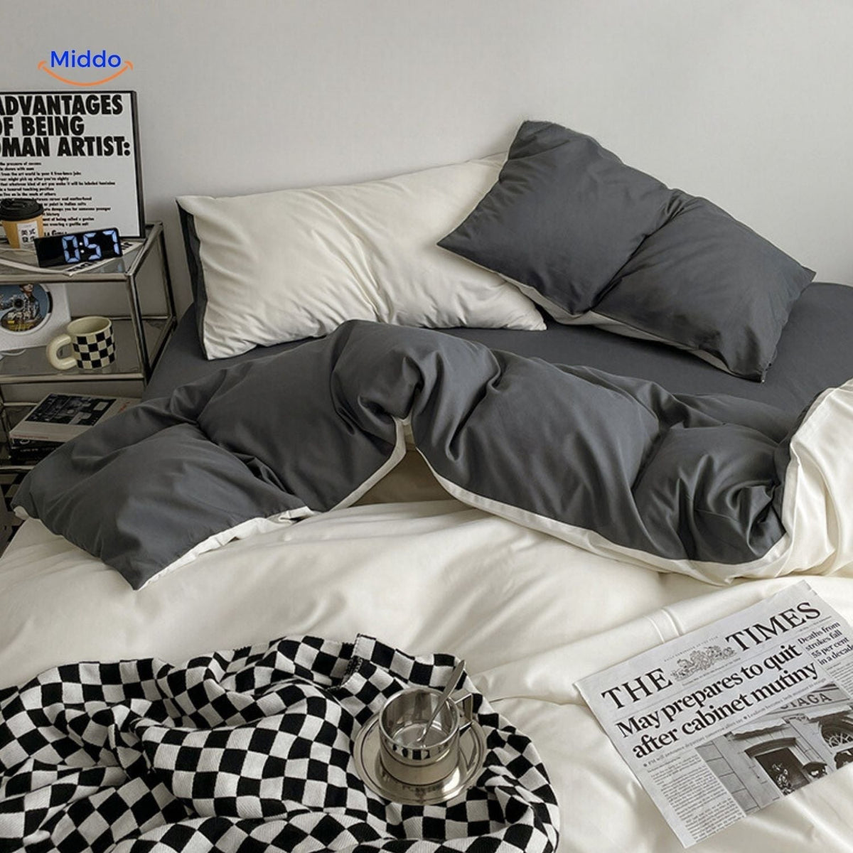 Premium Washed Cotton Dorm Bedding Set – Breathable, Ultra-Soft & All-Season Comfort for Twin & Full Beds