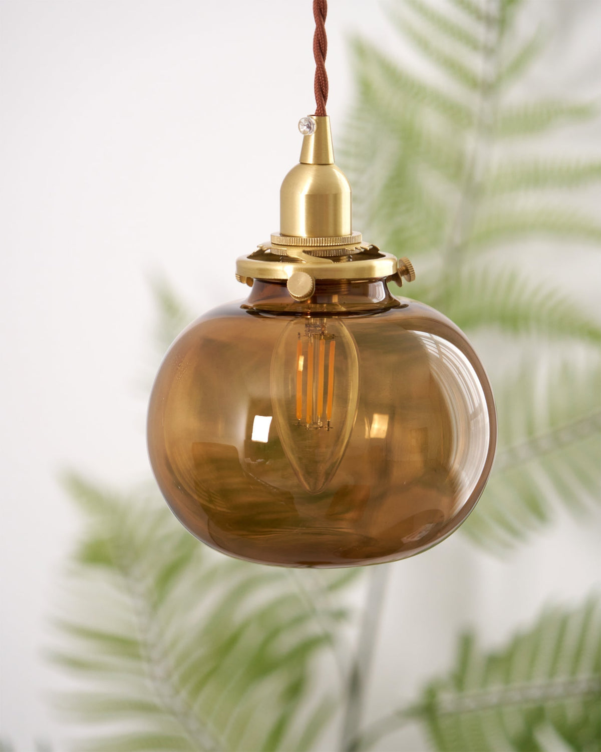 Glaskugel-Hängelampe, 12,7 cm Durchmesser, Vintage-Messingfassung, höhenverstellbares Kabel, Deckenaufhängung für Küche, Esszimmer, Eingangsbereich, Nische
