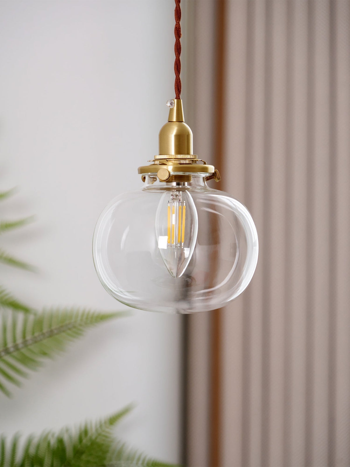 Glaskugel-Hängelampe, 12,7 cm Durchmesser, Vintage-Messingfassung, höhenverstellbares Kabel, Deckenaufhängung für Küche, Esszimmer, Eingangsbereich, Nische