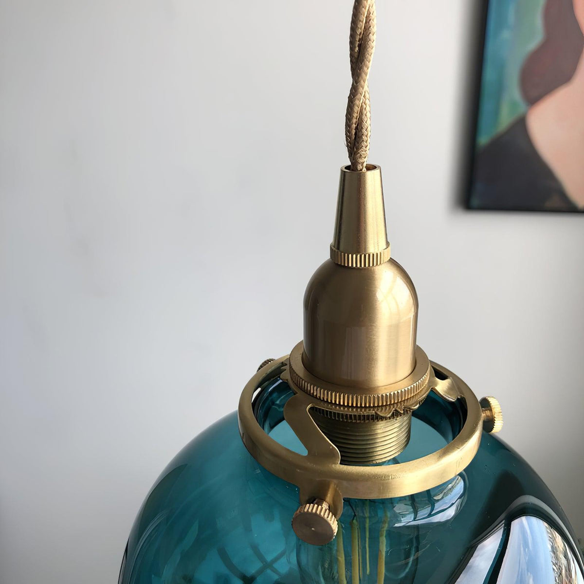 Glaskugel-Hängelampe, 12,7 cm Durchmesser, Vintage-Messingfassung, höhenverstellbares Kabel, Deckenaufhängung für Küche, Esszimmer, Eingangsbereich, Nische