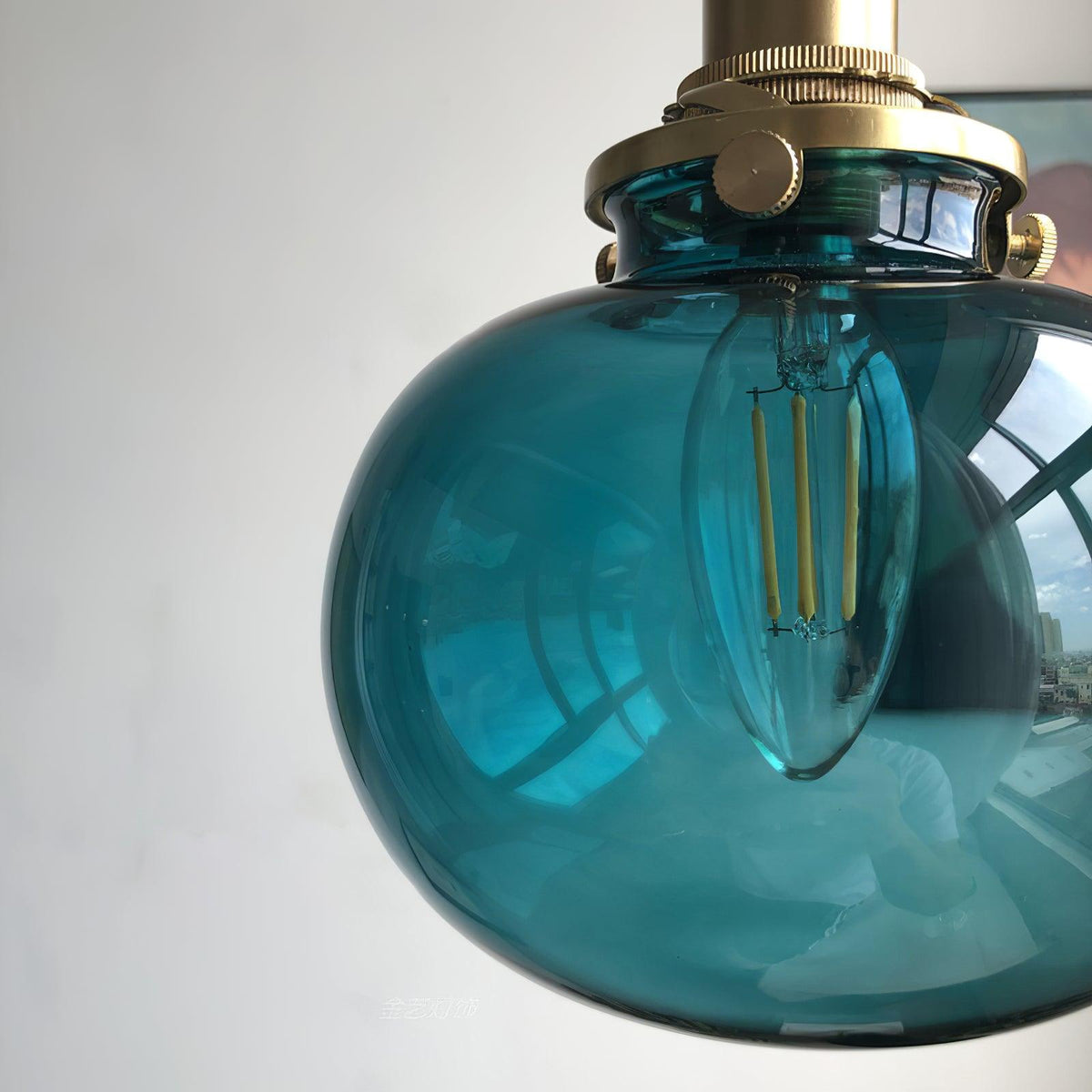 Glaskugel-Hängelampe, 12,7 cm Durchmesser, Vintage-Messingfassung, höhenverstellbares Kabel, Deckenaufhängung für Küche, Esszimmer, Eingangsbereich, Nische