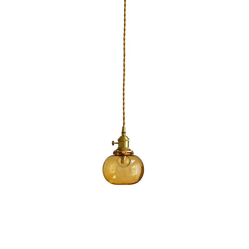 Glaskugel-Hängelampe, 12,7 cm Durchmesser, Vintage-Messingfassung, höhenverstellbares Kabel, Deckenaufhängung für Küche, Esszimmer, Eingangsbereich, Nische