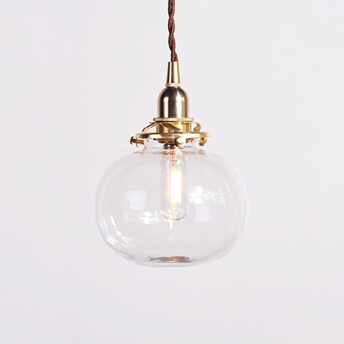 Glaskugel-Hängelampe, 12,7 cm Durchmesser, Vintage-Messingfassung, höhenverstellbares Kabel, Deckenaufhängung für Küche, Esszimmer, Eingangsbereich, Nische