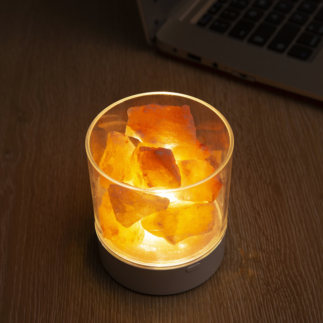 Himalaya-Kristall-Nachtlicht, 8,9 cm, berührungsgesteuerte, dimmbare USB-Schreibtischlampe, farbwechselnde LED-Stimmungsbeleuchtung für Schlafzimmer, Nachttisch, Wohndekoration | Thomler
