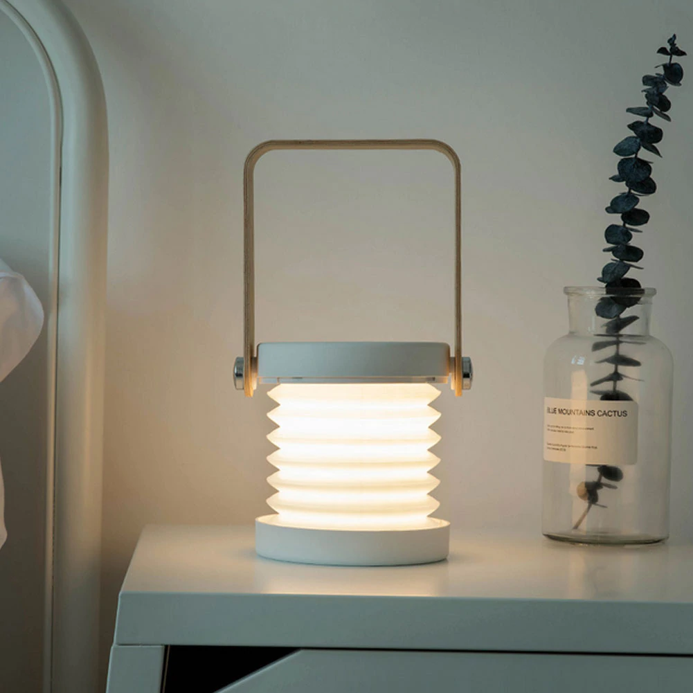 Cordless LED Nightstand Light 7.6 in Wood & White USB Rechargeable Portable Reading Lamp Dimmable Touch Control Modern Accent Lighting for B | Thomler