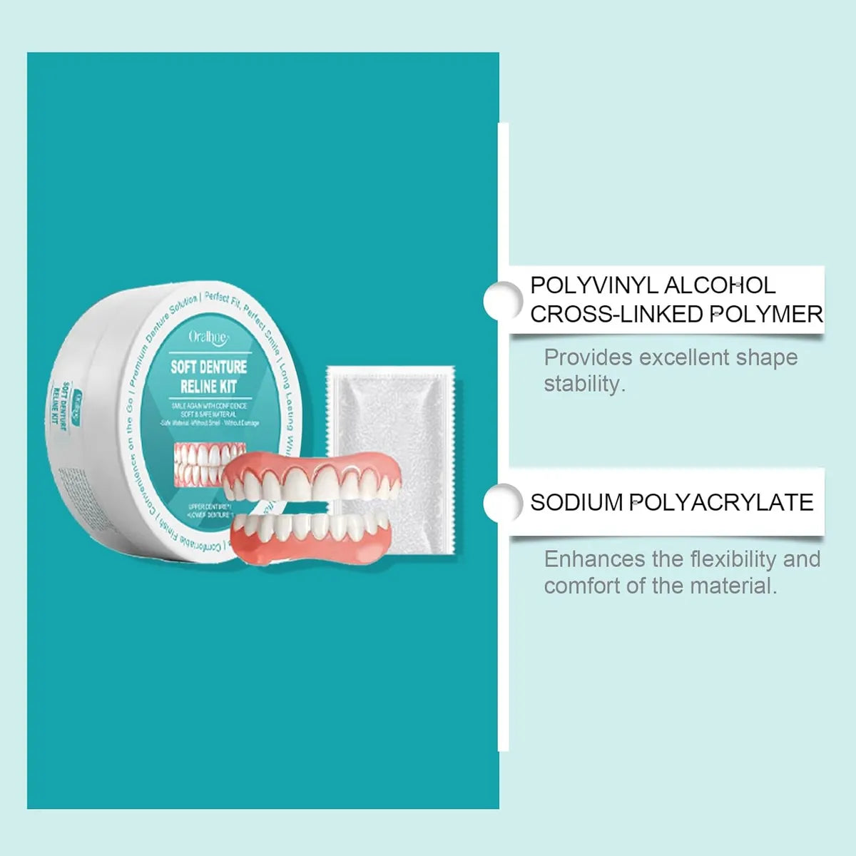 Juego de carillas dentales cosméticas temporales con silicona de ajuste flexible para un uso diario seguro