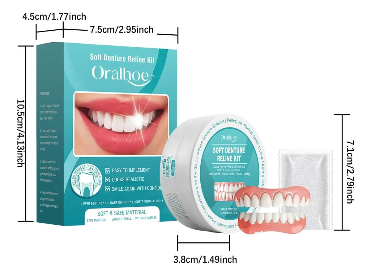 Juego de carillas dentales cosméticas temporales con silicona de ajuste flexible para un uso diario seguro