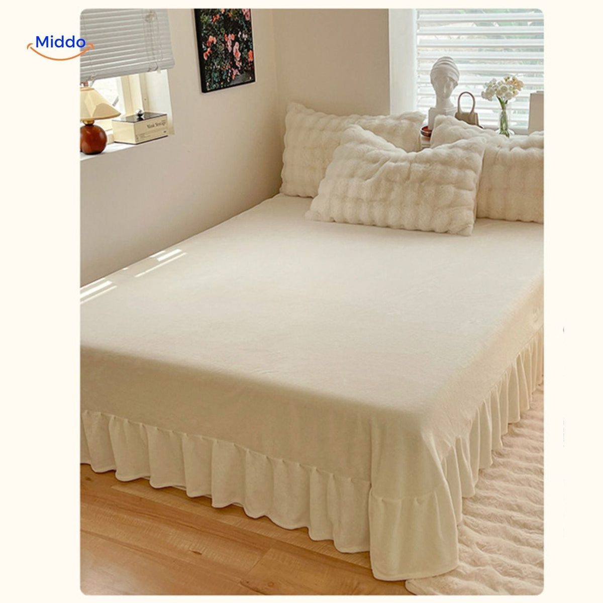 Faux Rabbit Fur 4-Piece Bedding Set – Ultra-Soft Plush Duvet Cover, Sheet & Pillowcases for Year-Round Cozy Warmth