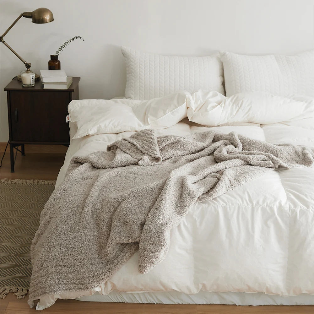 Microfiber Knit Throw Blanket – Solid Color Cozy Layer for Couch, Bed & Chair