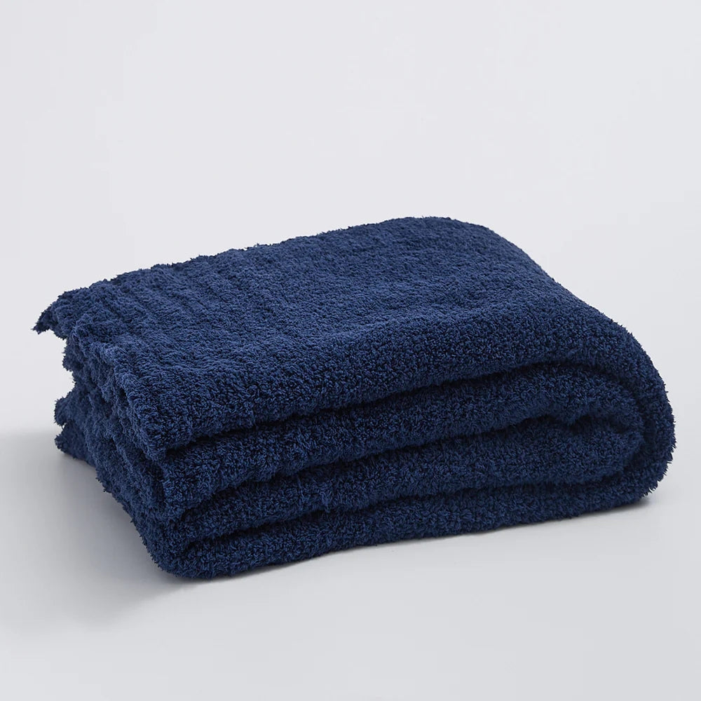 Microfiber Knit Throw Blanket – Solid Color Cozy Layer for Couch, Bed & Chair