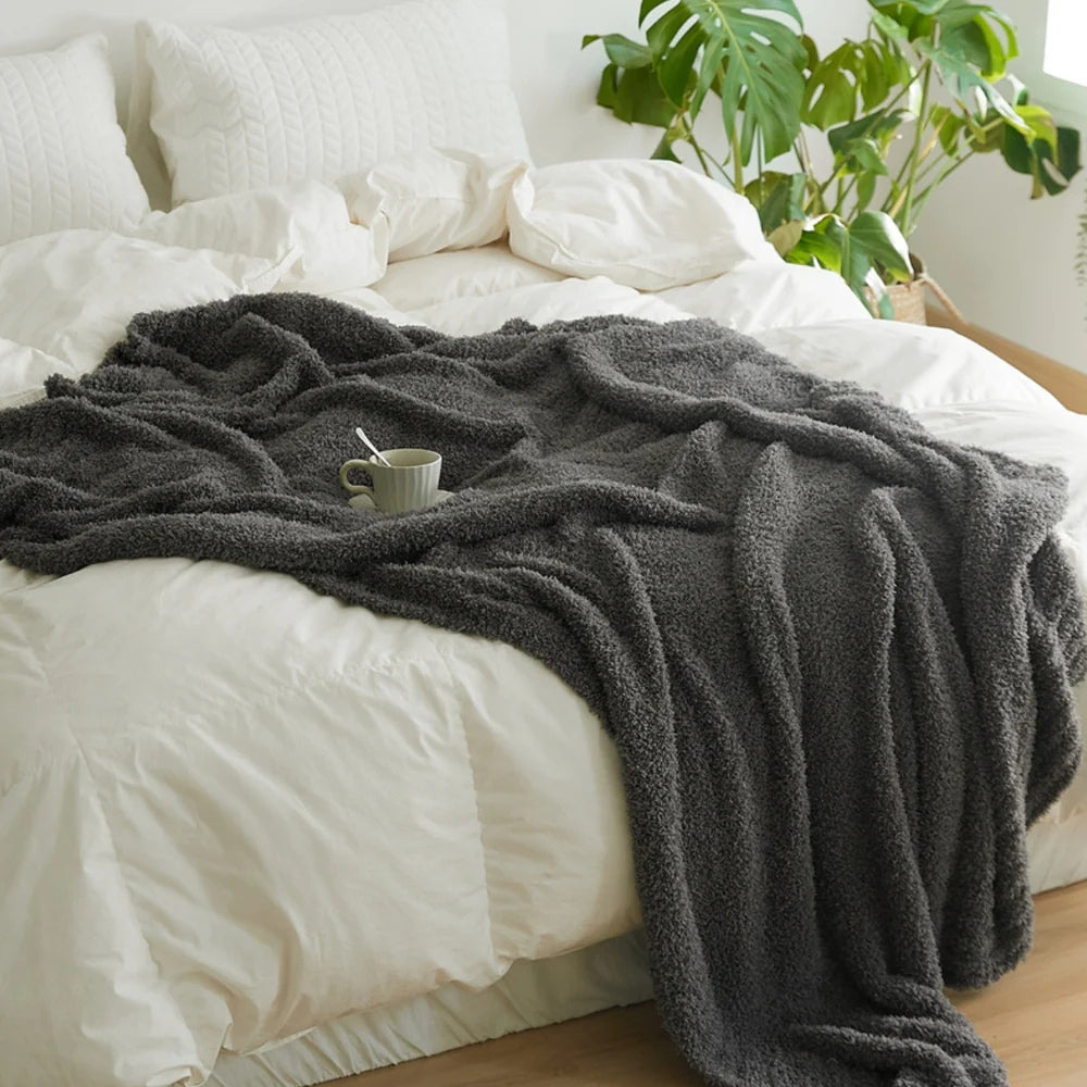 Microfiber Knit Throw Blanket – Solid Color Cozy Layer for Couch, Bed & Chair