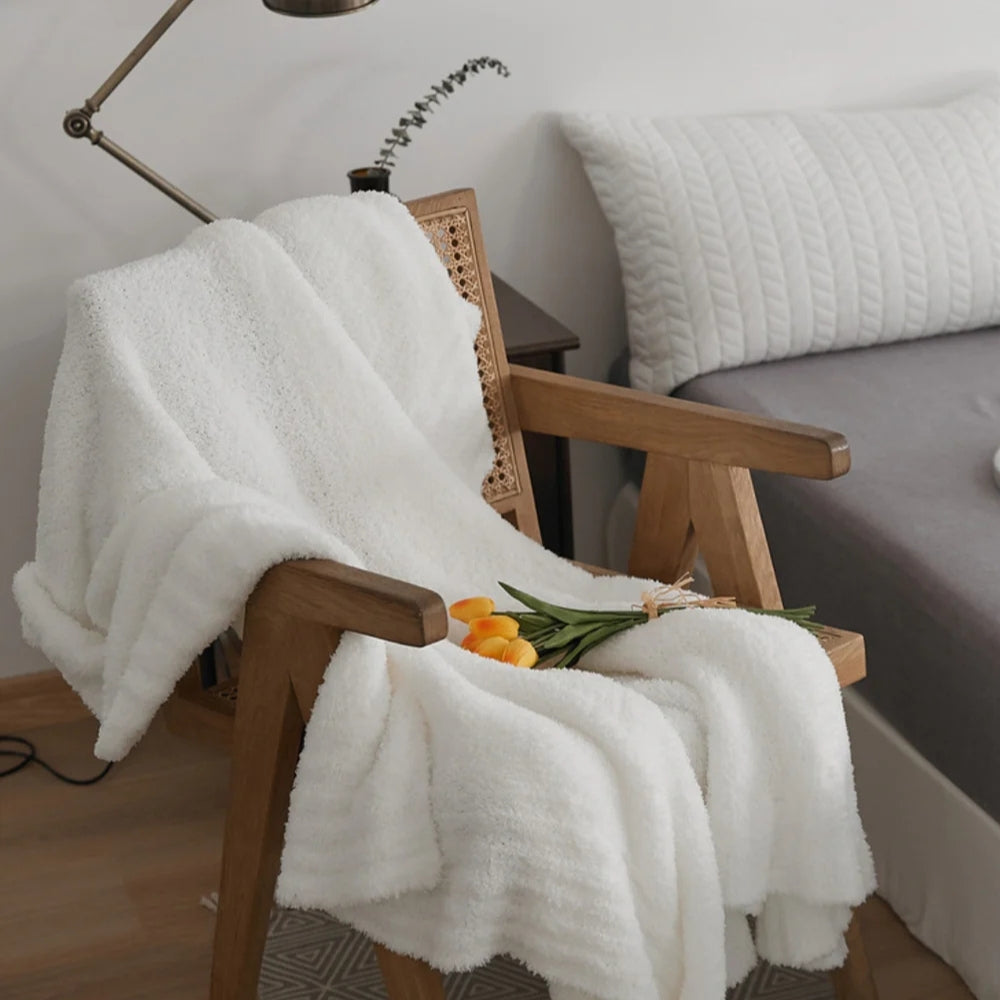 Microfiber Knit Throw Blanket – Solid Color Cozy Layer for Couch, Bed & Chair