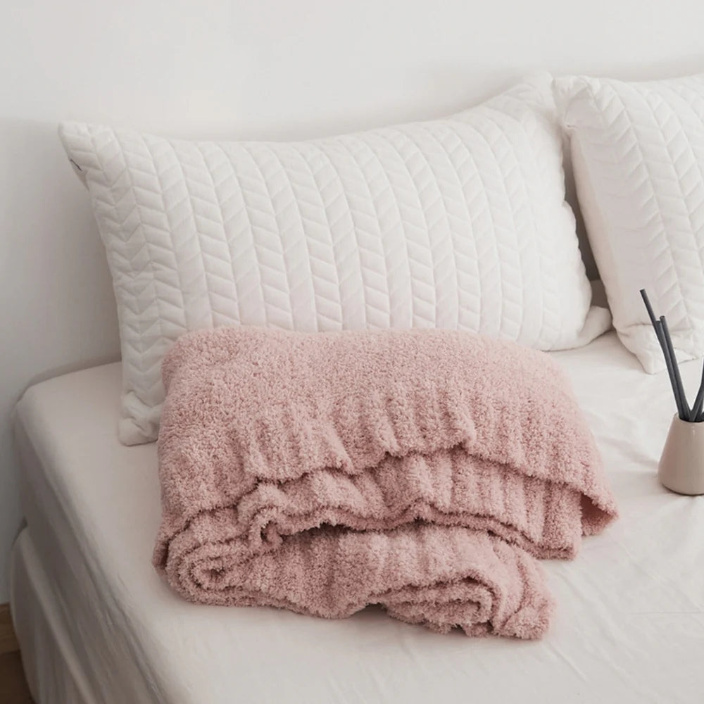 Microfiber Knit Throw Blanket – Solid Color Cozy Layer for Couch, Bed & Chair