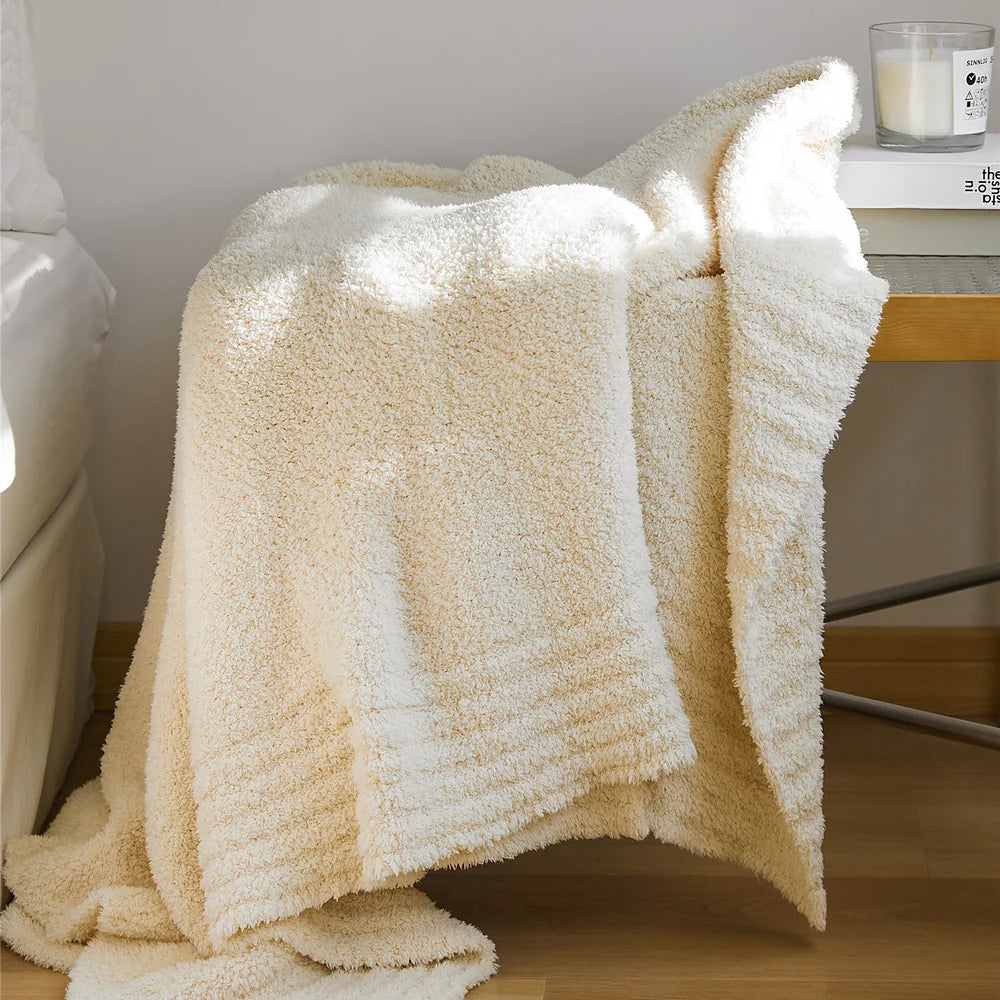Microfiber Knit Throw Blanket – Solid Color Cozy Layer for Couch, Bed & Chair