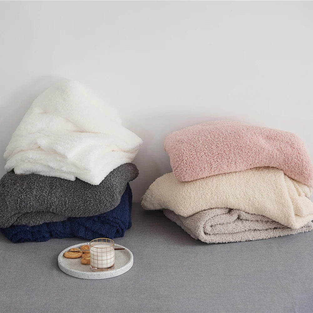 Microfiber Knit Throw Blanket – Solid Color Cozy Layer for Couch, Bed & Chair