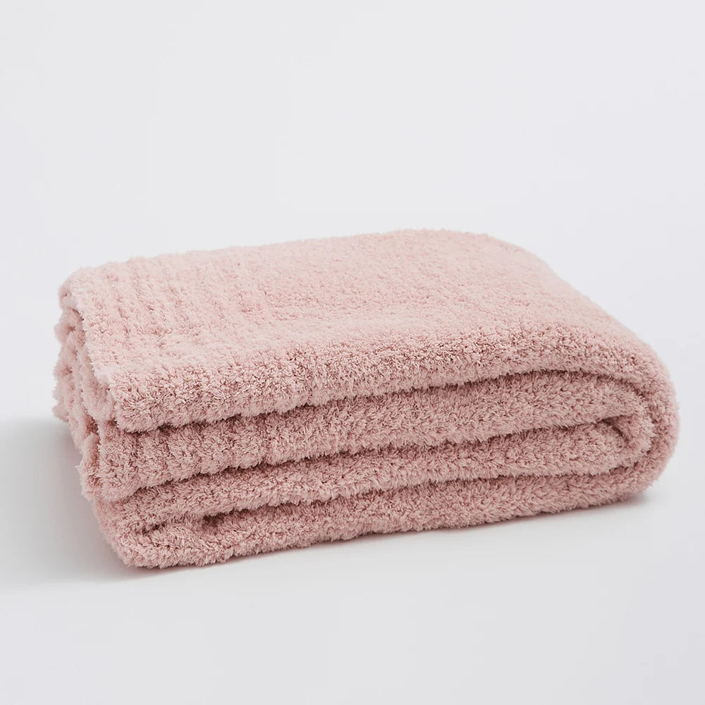 Microfiber Knit Throw Blanket – Solid Color Cozy Layer for Couch, Bed & Chair
