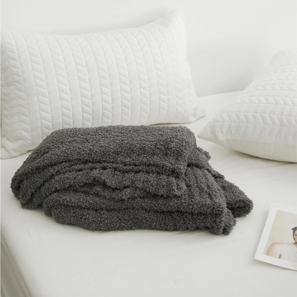 Microfiber Knit Throw Blanket – Solid Color Cozy Layer for Couch, Bed & Chair