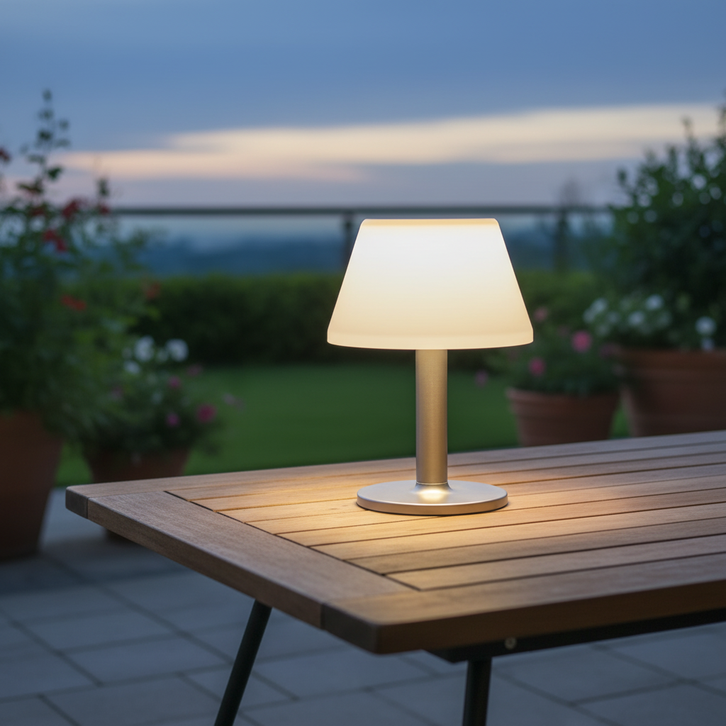 Cordless Solar Table Lantern for Patio Deck Balcony Garden Ambient Glow Weatherproof LED Accent Light | Thomler