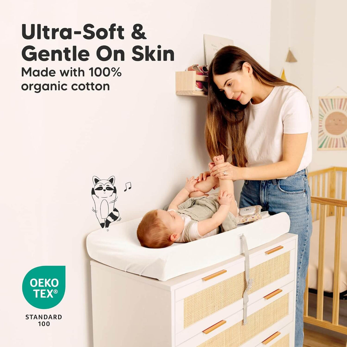 2-Pack Organic Cotton Waterproof Changing Pad Covers