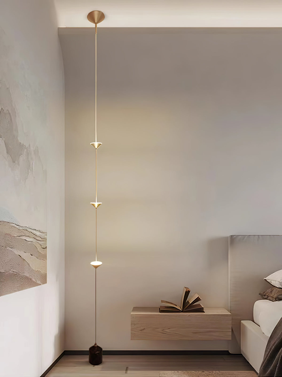 Lámpara de pie LED con contrapeso de mármol y cable de tracción ajustable para sala de estar, dormitorio, rincón de lectura, decoración moderna del hogar, iluminación ambiental y de trabajo
