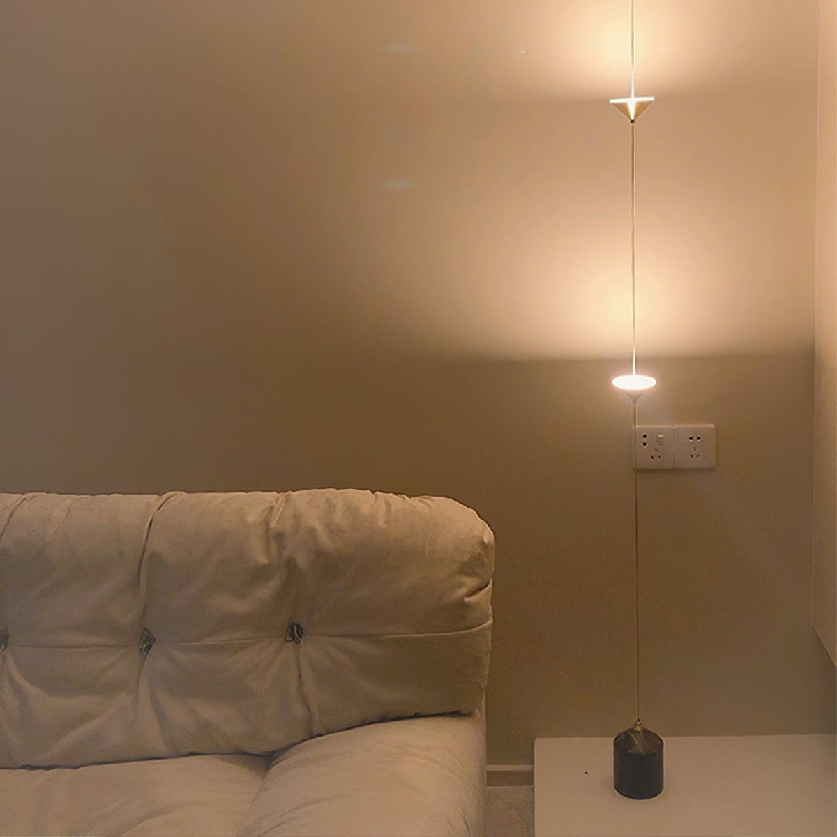 Lámpara de pie LED con contrapeso de mármol y cable de tracción ajustable para sala de estar, dormitorio, rincón de lectura, decoración moderna del hogar, iluminación ambiental y de trabajo