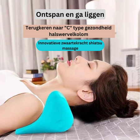 Nekkussen voor tractie, blauw EVA-schuim, 21,6 x 20,1 x 10,9 cm, draagbaar hulpmiddel voor schouderontspanning voor thuis op bed, bank of stoel
