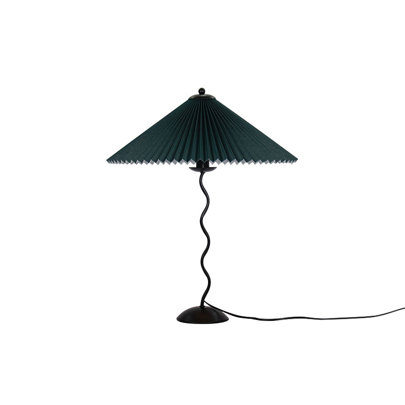 Sculptural Desk Lamp with Gathered Shade & Arc Base 17-inch Beige White Green Black Nightstand Light for Bedroom Living Room Accent | Thomler