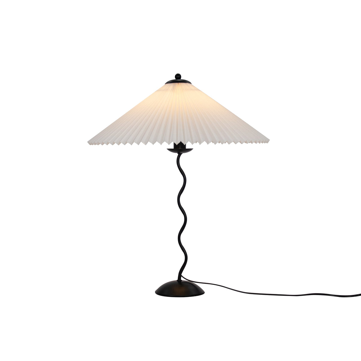Sculptural Desk Lamp with Gathered Shade & Arc Base 17-inch Beige White Green Black Nightstand Light for Bedroom Living Room Accent | Thomler