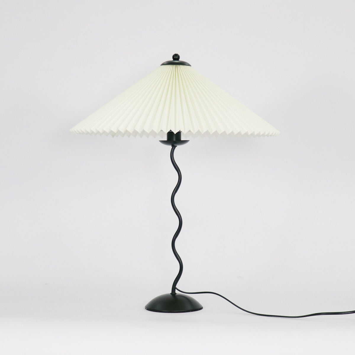 Sculptural Desk Lamp with Gathered Shade & Arc Base 17-inch Beige White Green Black Nightstand Light for Bedroom Living Room Accent | Thomler
