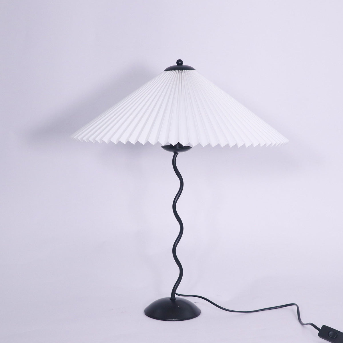 Sculptural Desk Lamp with Gathered Shade & Arc Base 17-inch Beige White Green Black Nightstand Light for Bedroom Living Room Accent | Thomler