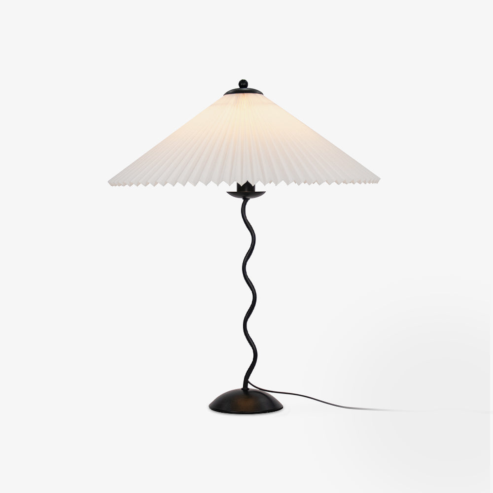 Sculptural Desk Lamp with Gathered Shade & Arc Base 17-inch Beige White Green Black Nightstand Light for Bedroom Living Room Accent | Thomler