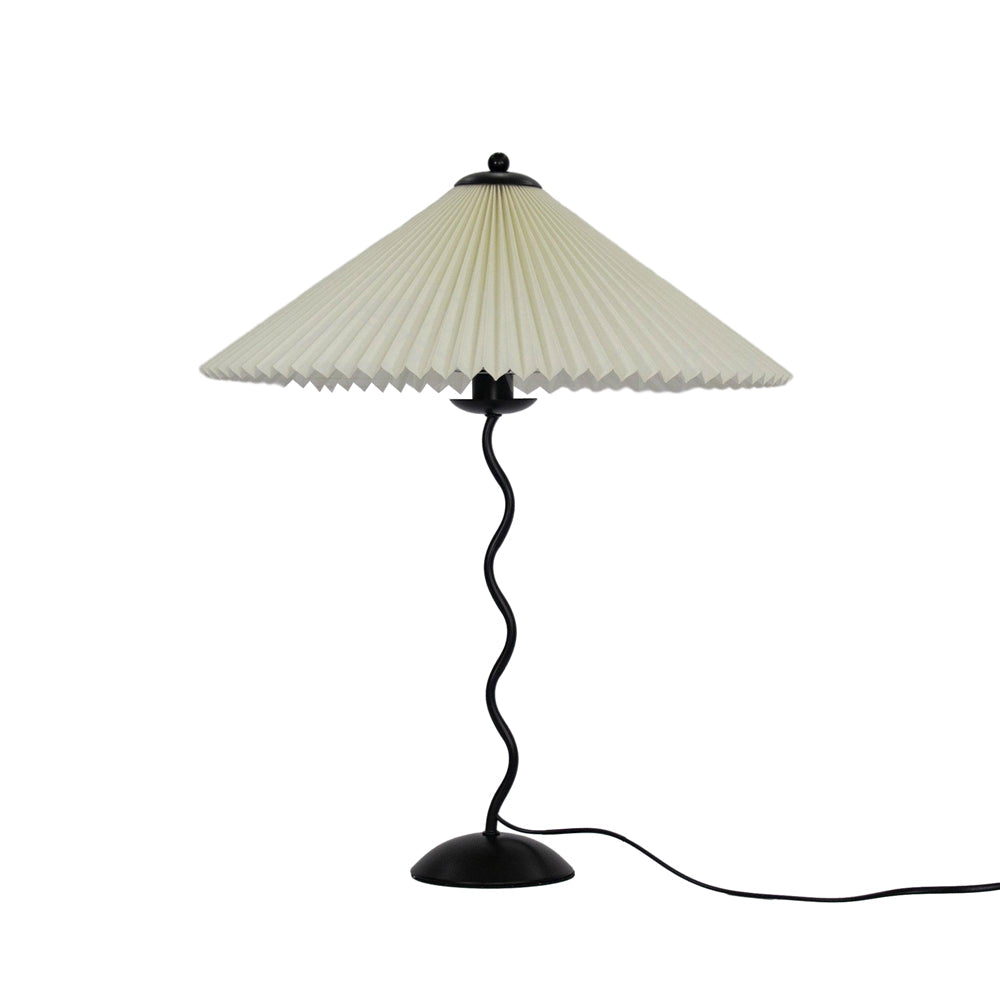 Sculptural Desk Lamp with Gathered Shade & Arc Base 17-inch Beige White Green Black Nightstand Light for Bedroom Living Room Accent | Thomler