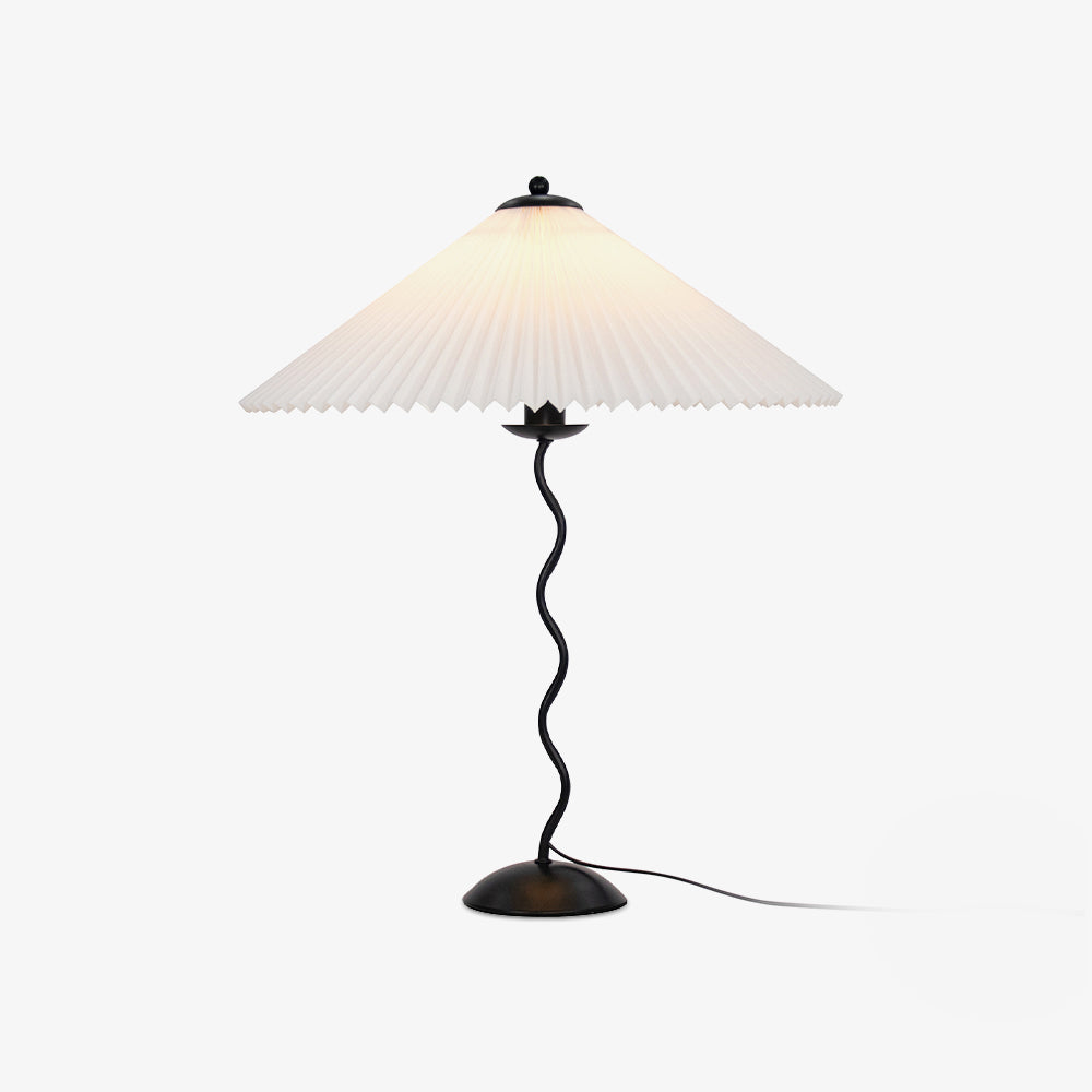 Sculptural Desk Lamp with Gathered Shade & Arc Base 17-inch Beige White Green Black Nightstand Light for Bedroom Living Room Accent | Thomler