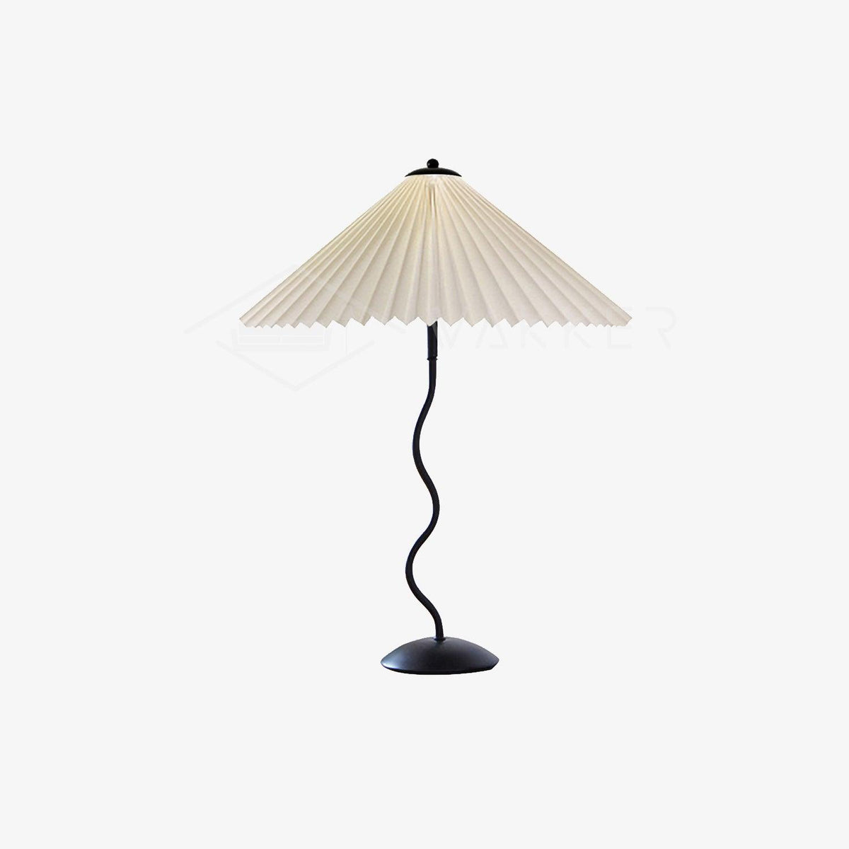 Sculptural Desk Lamp with Gathered Shade & Arc Base 17-inch Beige White Green Black Nightstand Light for Bedroom Living Room Accent | Thomler