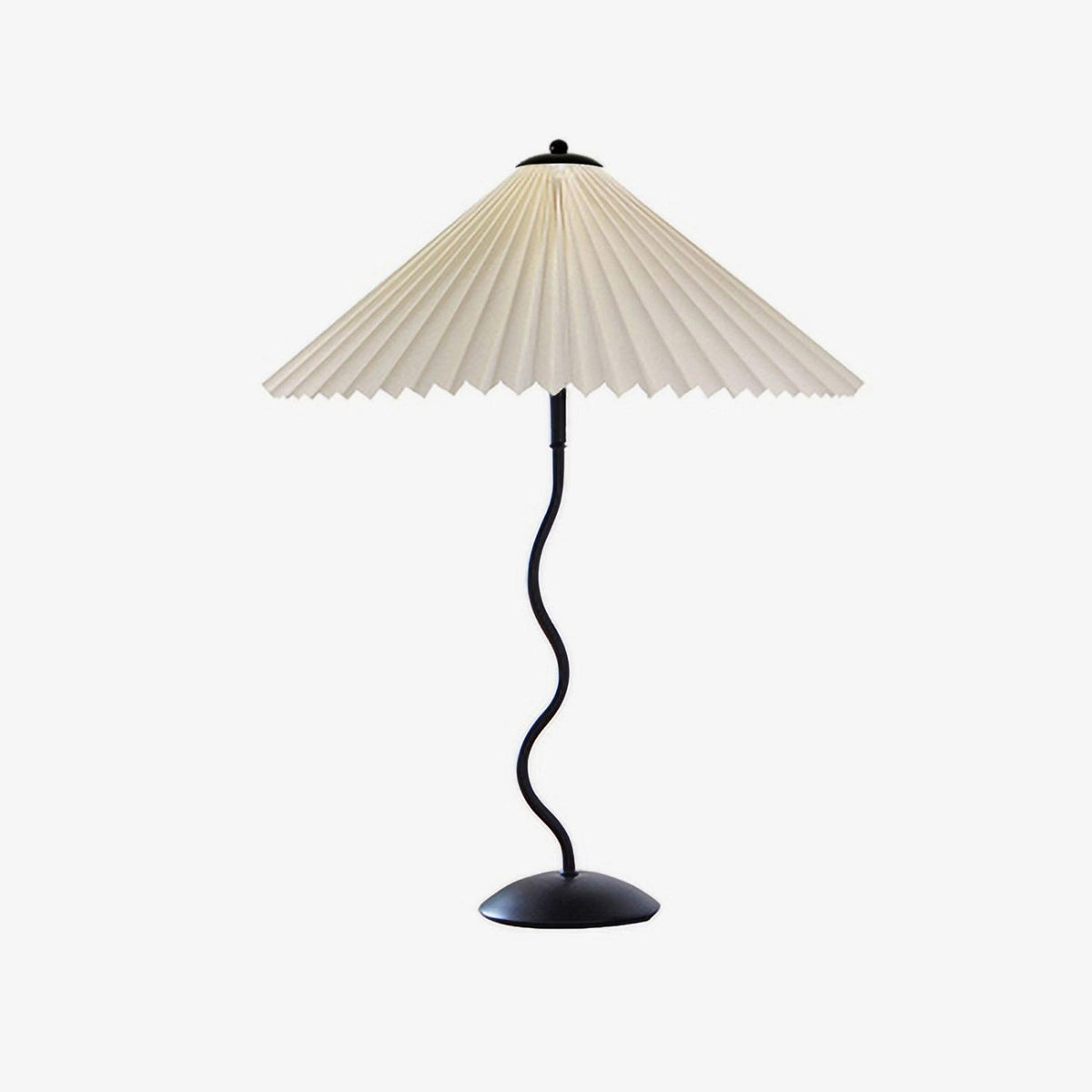 Sculptural Desk Lamp with Gathered Shade & Arc Base 17-inch Beige White Green Black Nightstand Light for Bedroom Living Room Accent | Thomler