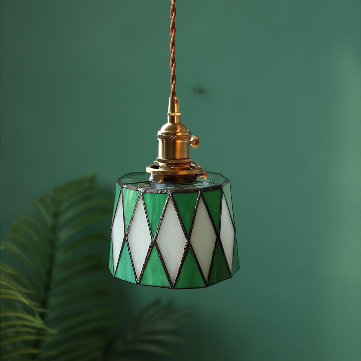 Geometric Glass Shade Hanging Light Fixture 6-Inch Brass Accents Adjustable for Counter Island Dining Table Modern Ceiling Suspended Lamp | Thomler
