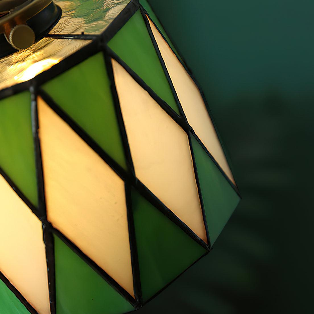 Geometric Glass Shade Hanging Light Fixture 6-Inch Brass Accents Adjustable for Counter Island Dining Table Modern Ceiling Suspended Lamp | Thomler
