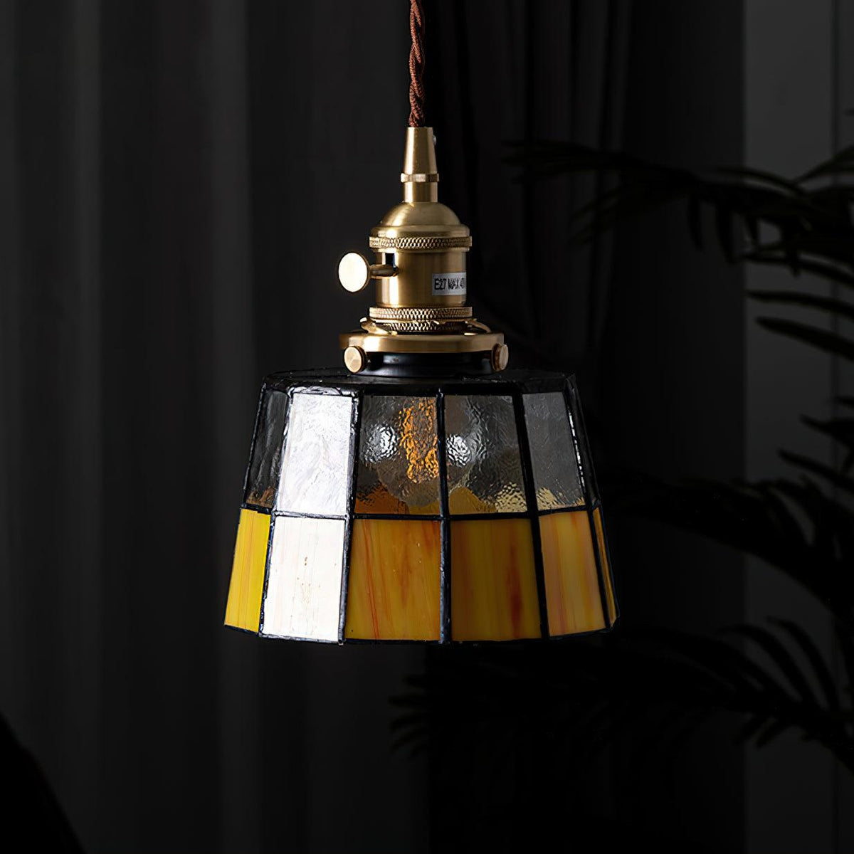 Geometric Glass Shade Hanging Light Fixture 6-Inch Brass Accents Adjustable for Counter Island Dining Table Modern Ceiling Suspended Lamp | Thomler