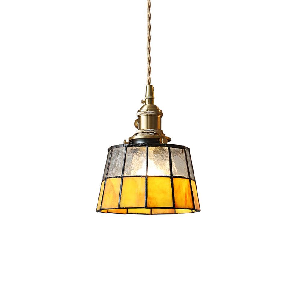 Geometric Glass Shade Hanging Light Fixture 6-Inch Brass Accents Adjustable for Counter Island Dining Table Modern Ceiling Suspended Lamp | Thomler