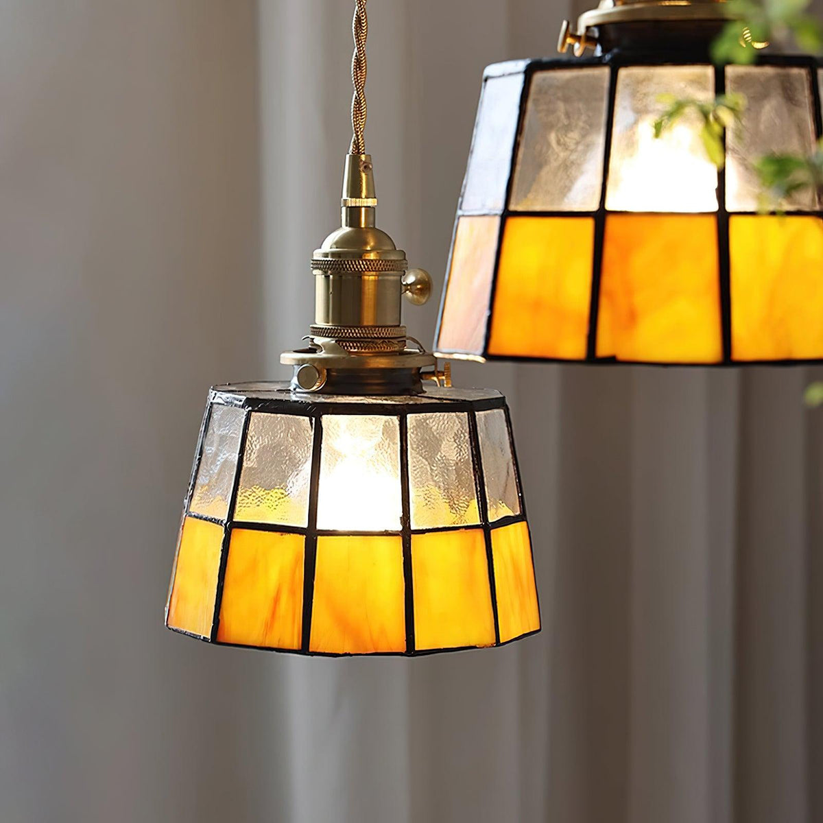 Geometric Glass Shade Hanging Light Fixture 6-Inch Brass Accents Adjustable for Counter Island Dining Table Modern Ceiling Suspended Lamp | Thomler