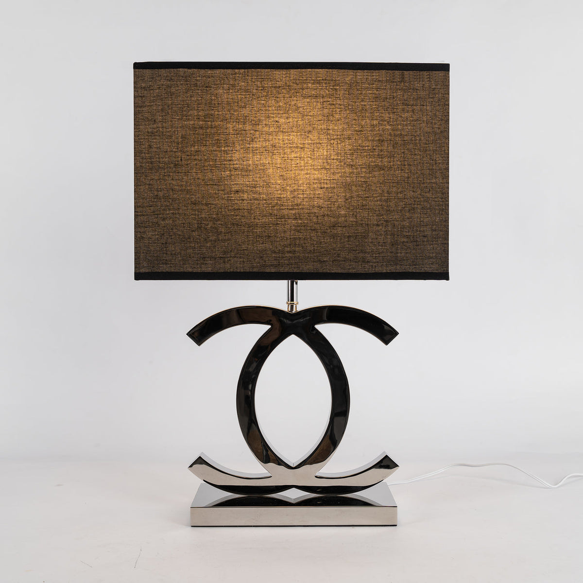 Metal Desk Lamp with Cloth Drum Shade – Contemporary Accent Light for Bedside, Office & Den – Push-Button Control – 24 in Tall | Thomler